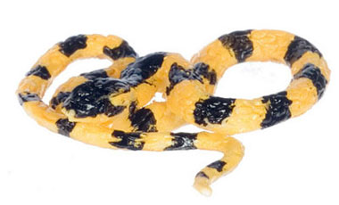 Dollhouse Miniature Banded Krait Snake, Small, Yellow & Bk